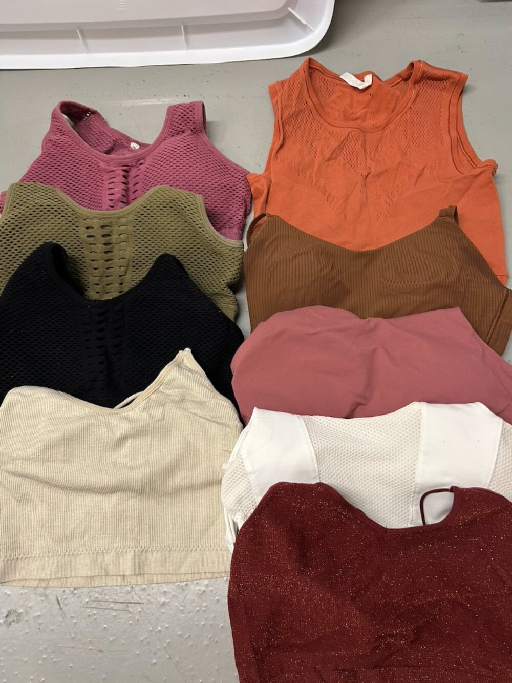 Set Of Nine Sports Bras Including Brand Athleta, Lululemon, and Misc.